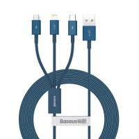  USB kabelis Baseus Superior from USB to microUSB+Lightning+Type-C 100W 1.5m blue CAMLTYS-03 